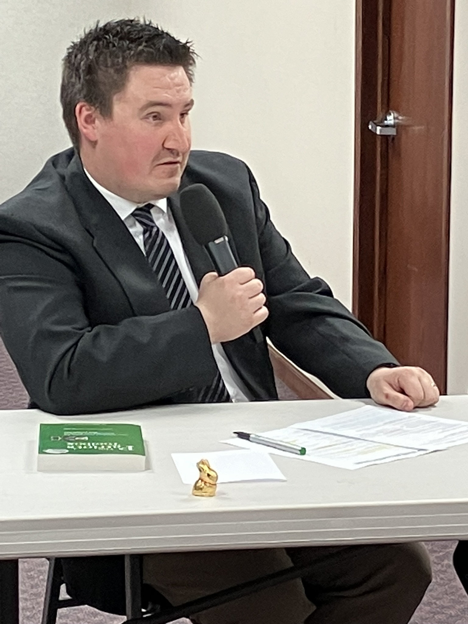 Rep. Ty Bodden spoke at the Fox Valley Initiative's listening session on April 3, 2023.