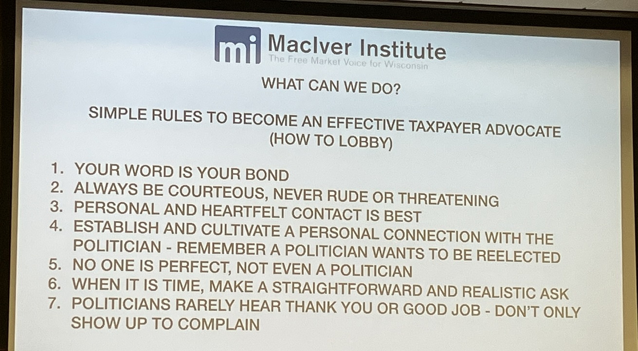MacIver Institute's simple rules for being an effective citizen lobbyist.
