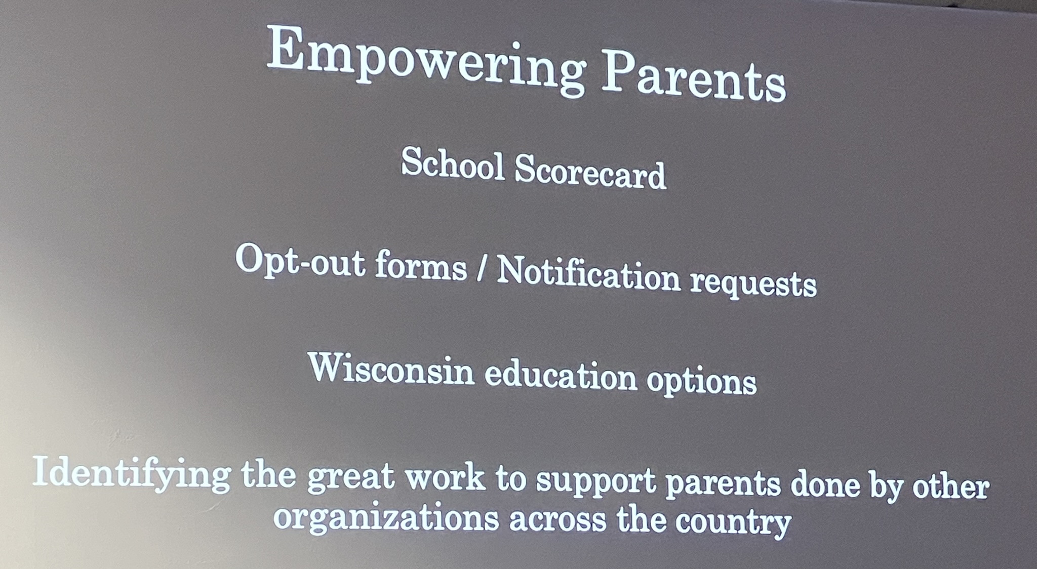 Cory Brewer discussed the parent-empowerment resources offered by the Wisconsin Institute for Law & Liberty.