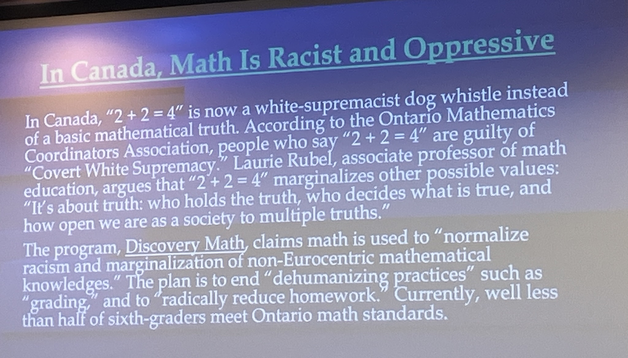 Canada considers math racist and oppressive.