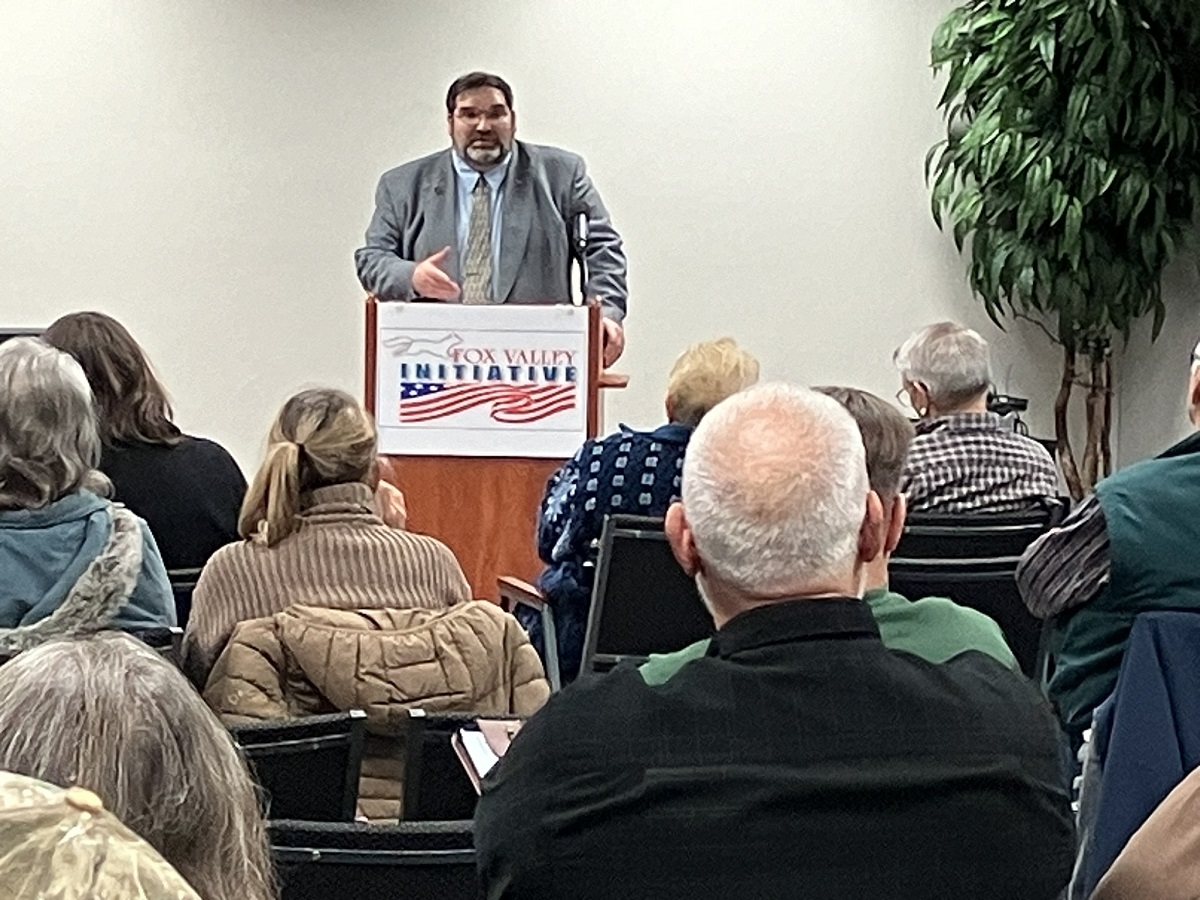 Wisconsin State Senator Andre' Jacque addressed the Monday, March 4 meeting of Fox Valley Initiative (