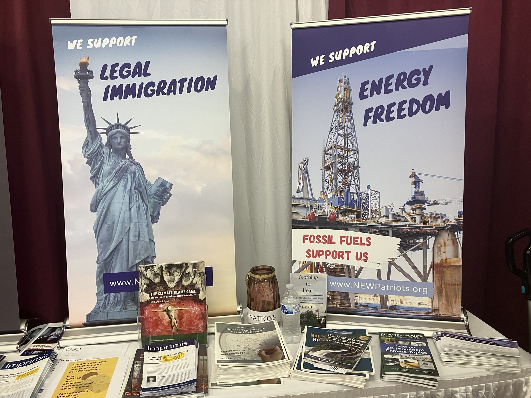 Popup banners at N.E.W. Patriots booth at the Brown County Fair.