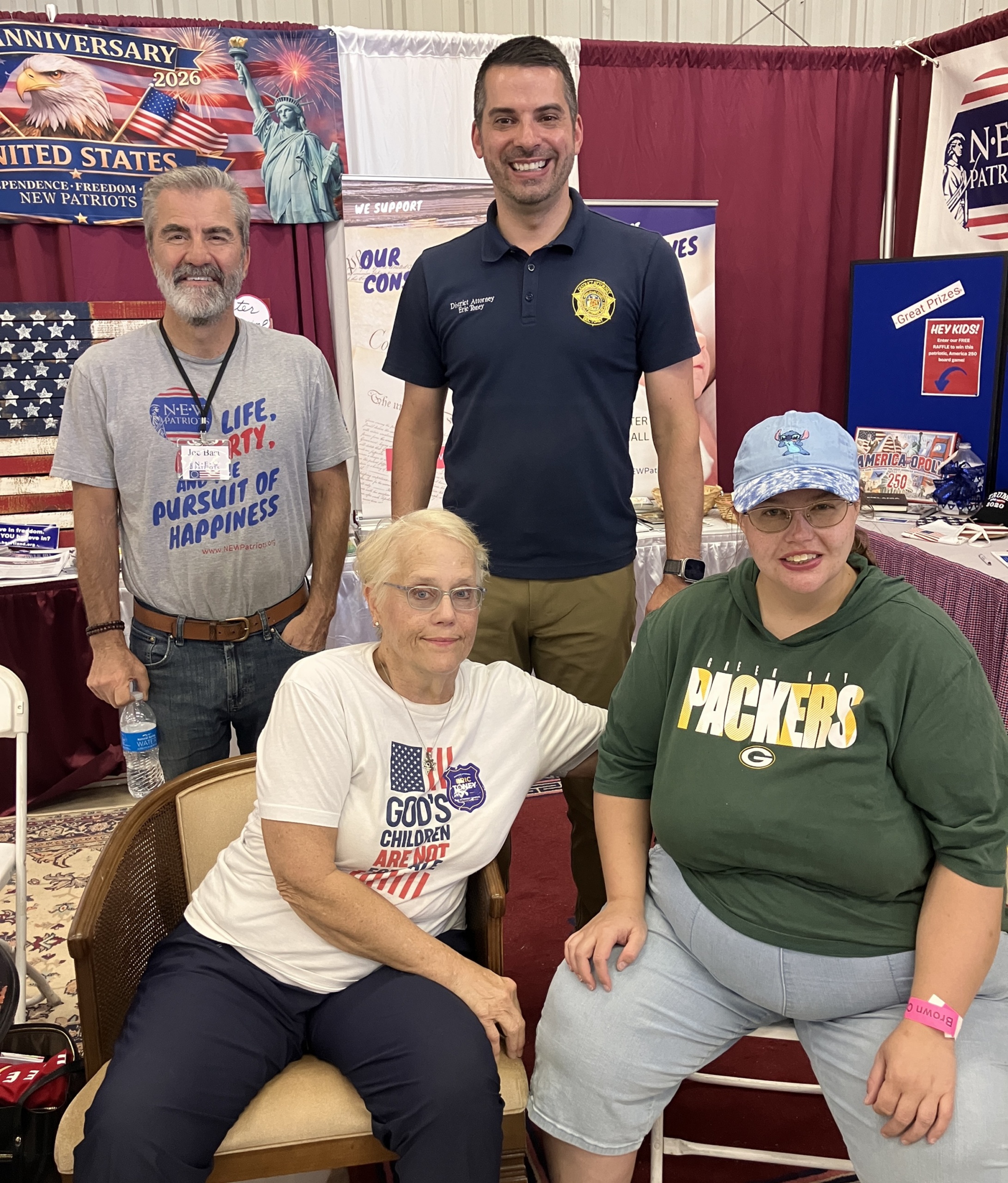 NEW Patriots Leadership Team member Joe, Attorney General candidate Eric Toney, and volunteers Karen and Laura.
